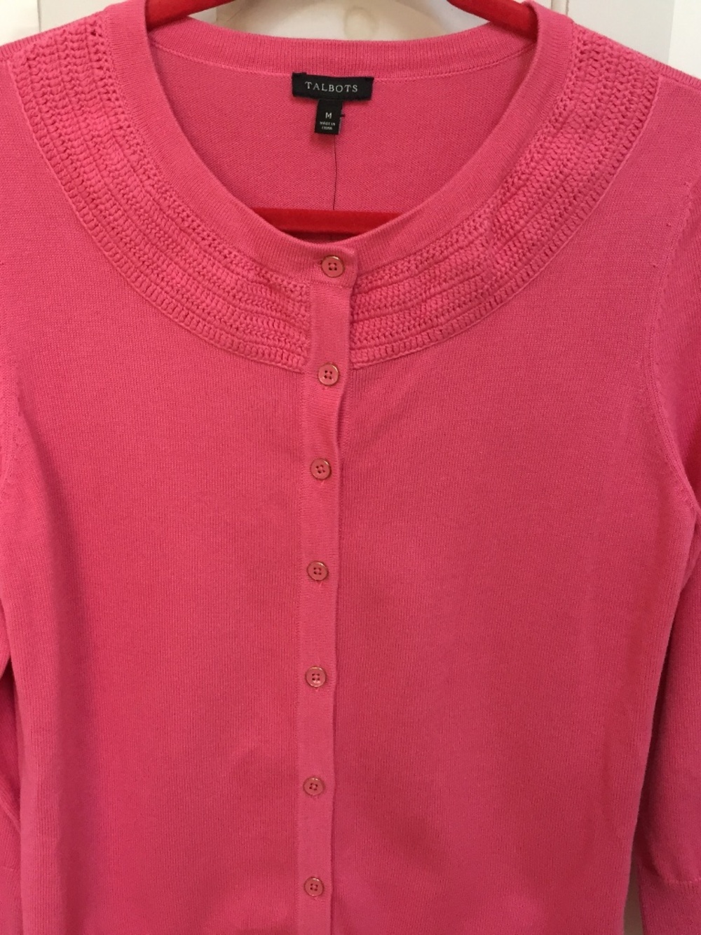 Talbots Pink Button-Up Knit Cardigan - Picture 3 of 15